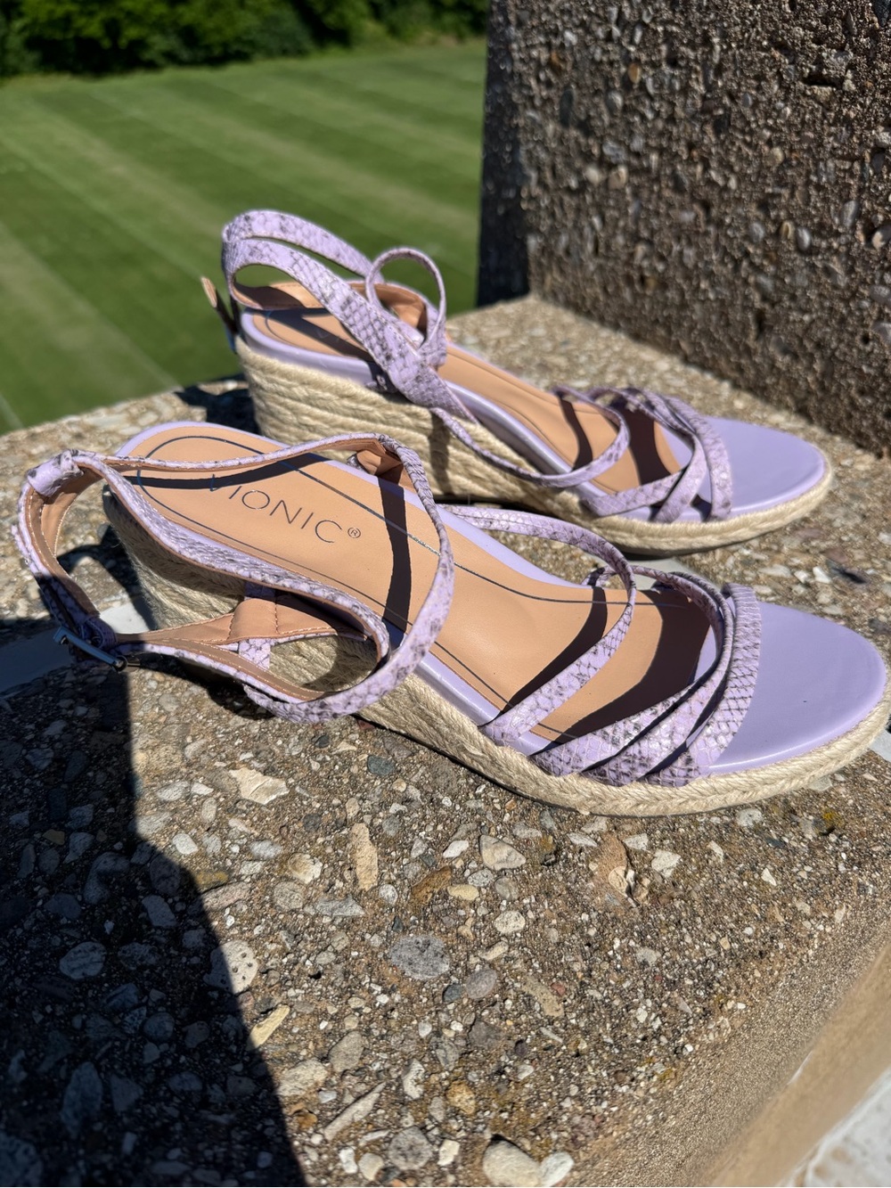 Vionic Lilac Strappy Espadrille Wedges